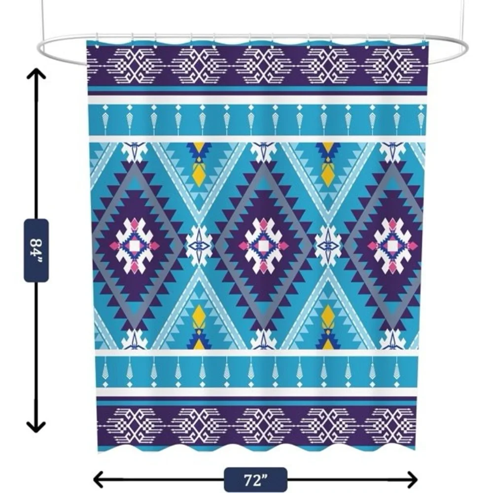 NWT SASTYBALE Boho Farmhouse Shower Curtain with 12 Hooks, 72x84 Inch